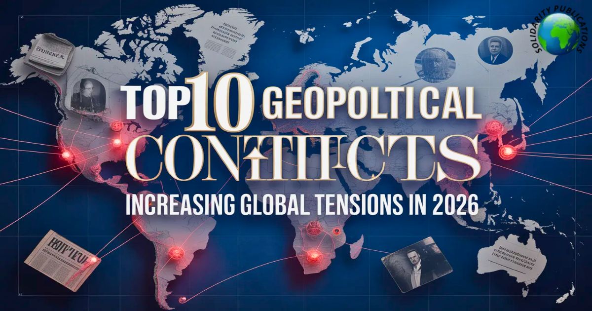 Global Tensions 2026 showing geopolitical conflicts, military pressure, and rising world security risks